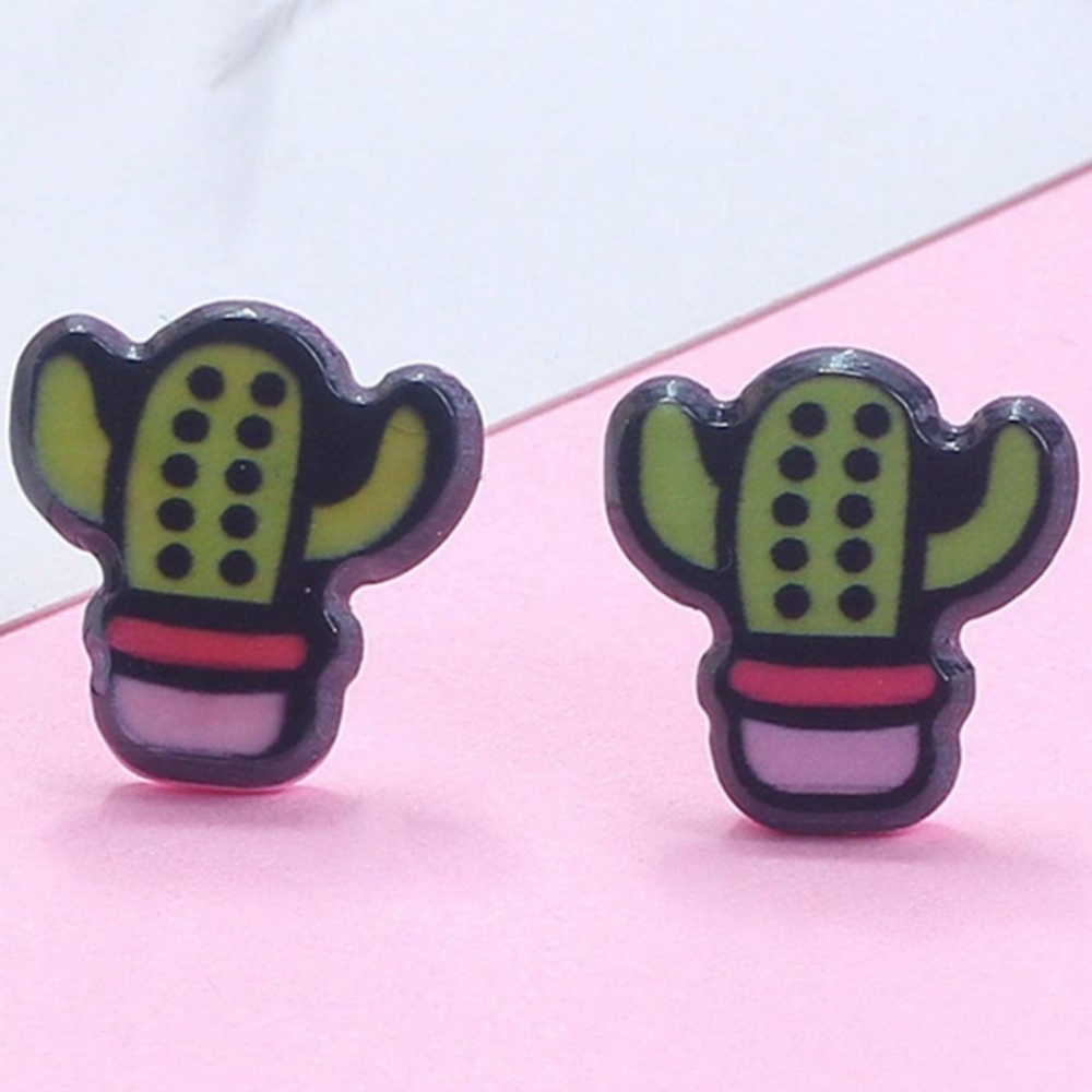 Cartoon Potted Cactus Stud Earrings